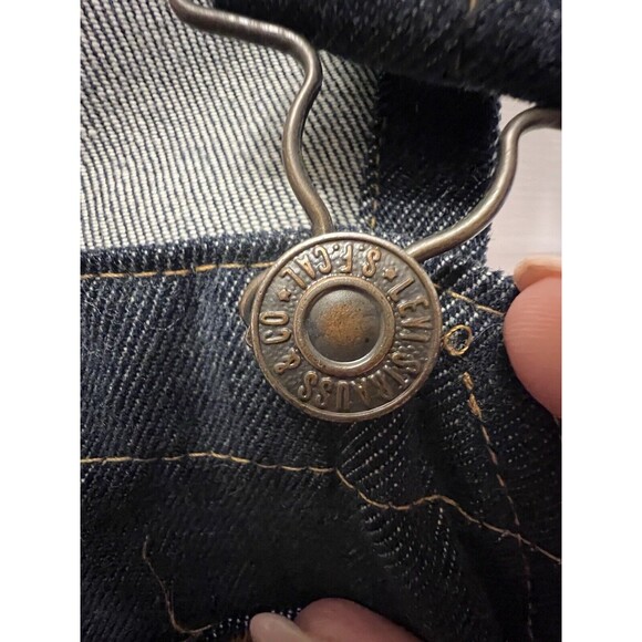 vintage flared levis orange tab dark wash womens overalls - Picture 5 of 14